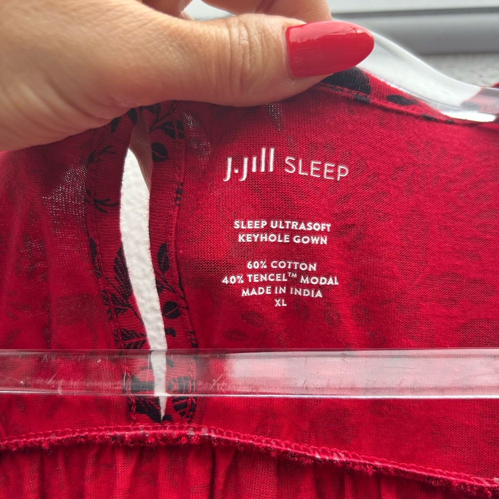J Jill Sleep Shirt XL Reindeer Red/ Black Midi Cotton Modal Ultra Soft Lounge - Picture 2 of 10